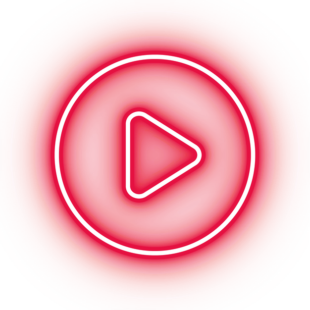 Neon red play button icon